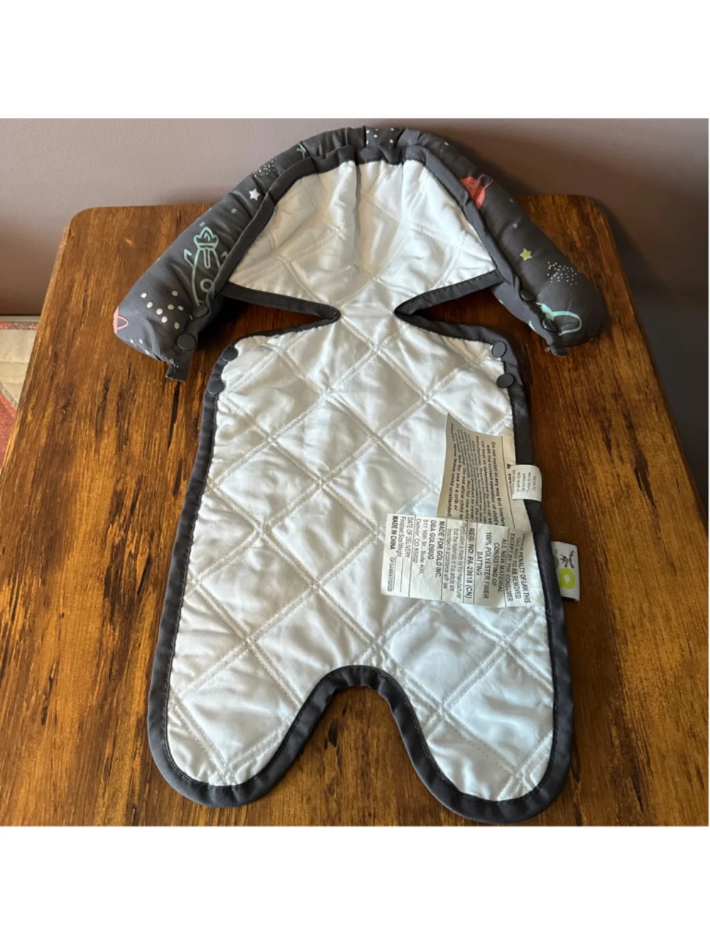 Goldbug Space Explorer Baby Car Seat Head Support Insert Rocket Planet Gray